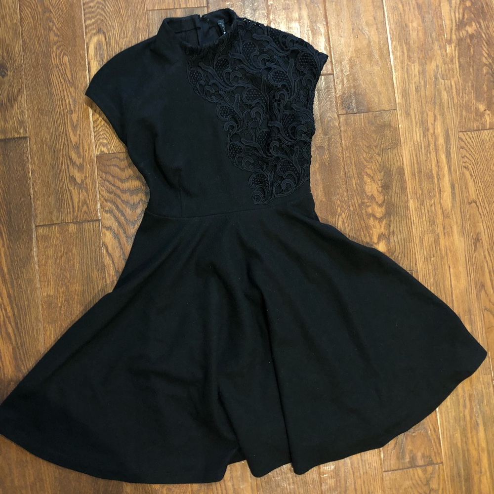 Mock neck black dress